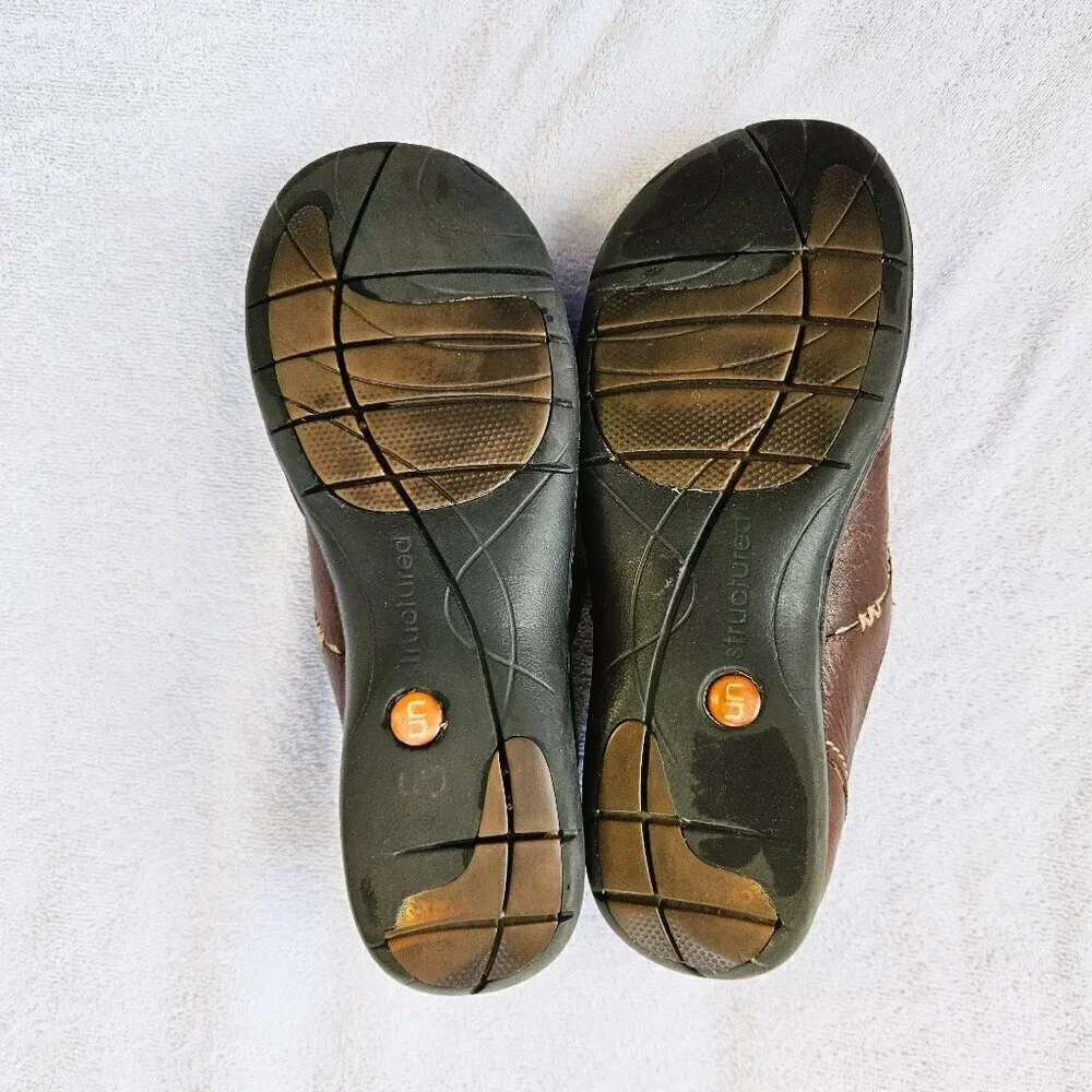 Clarks Unstructured Comfortable Mary Jane Brown Leather Loafers Size 10 M